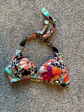 Daniel Cremieux Floral Green Orange Black Swimwear Top
